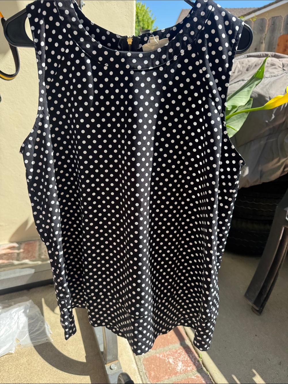 Classic Polka Dot Sleeveless Camisole – Black/White